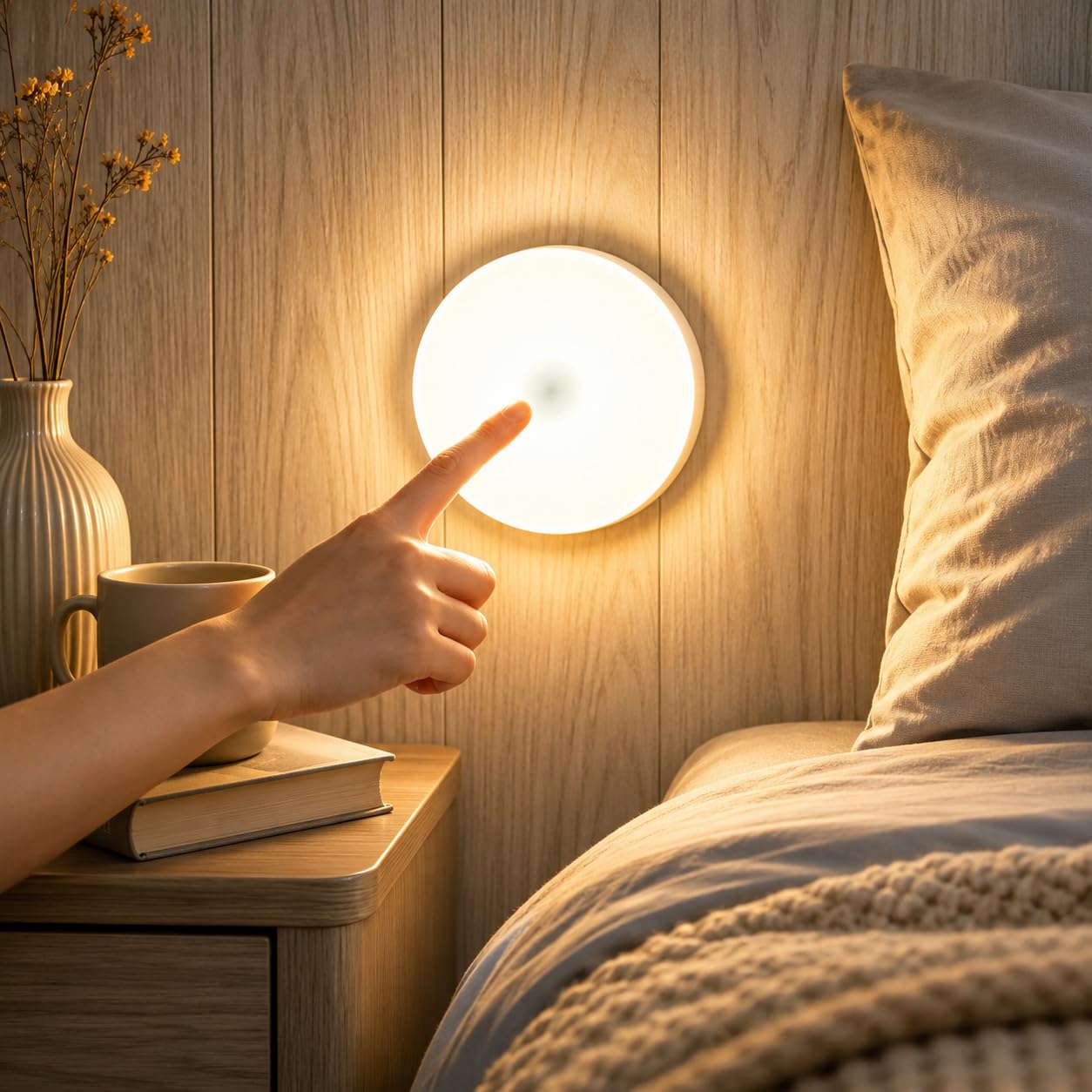 Cozyper Rechargeable LED Night Light with 3 Colour Modes & Stepless Dimming