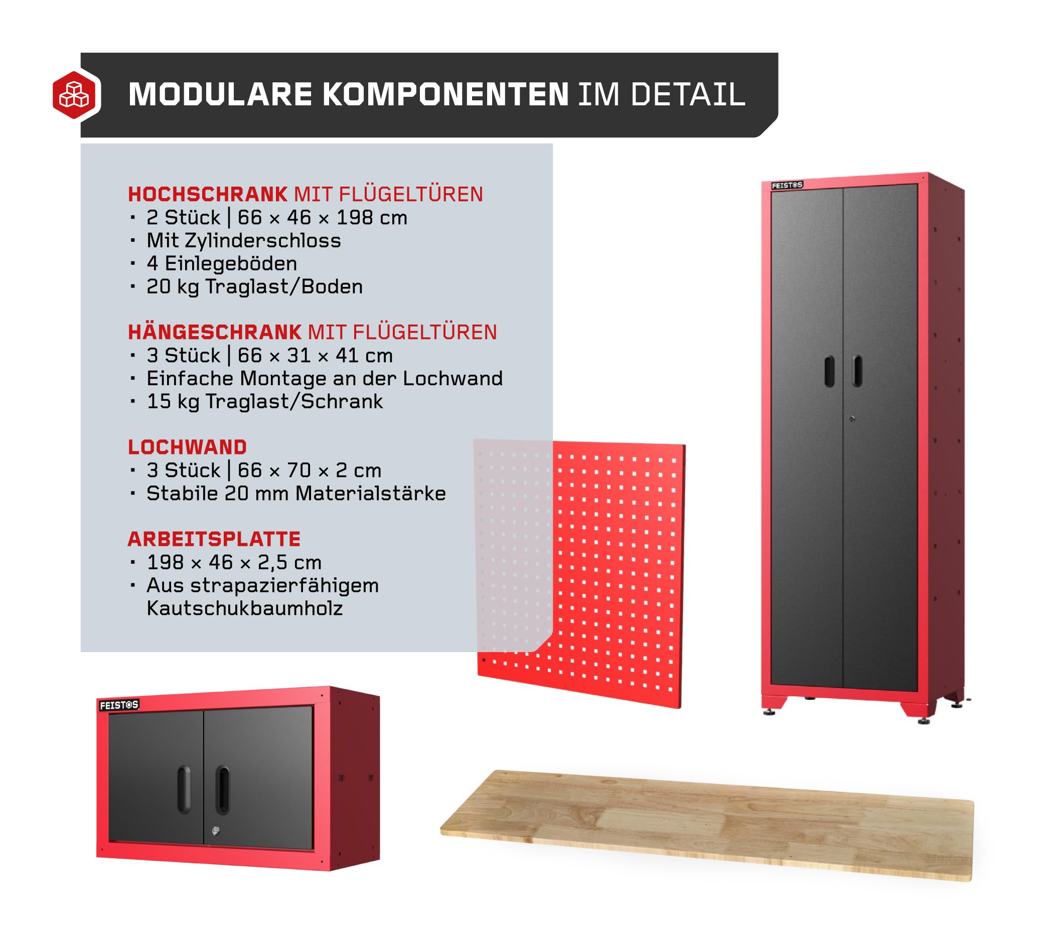 Werkstatteinrichtung 330x46x198 cm Schwarz inkl. Lochwand Werkbank