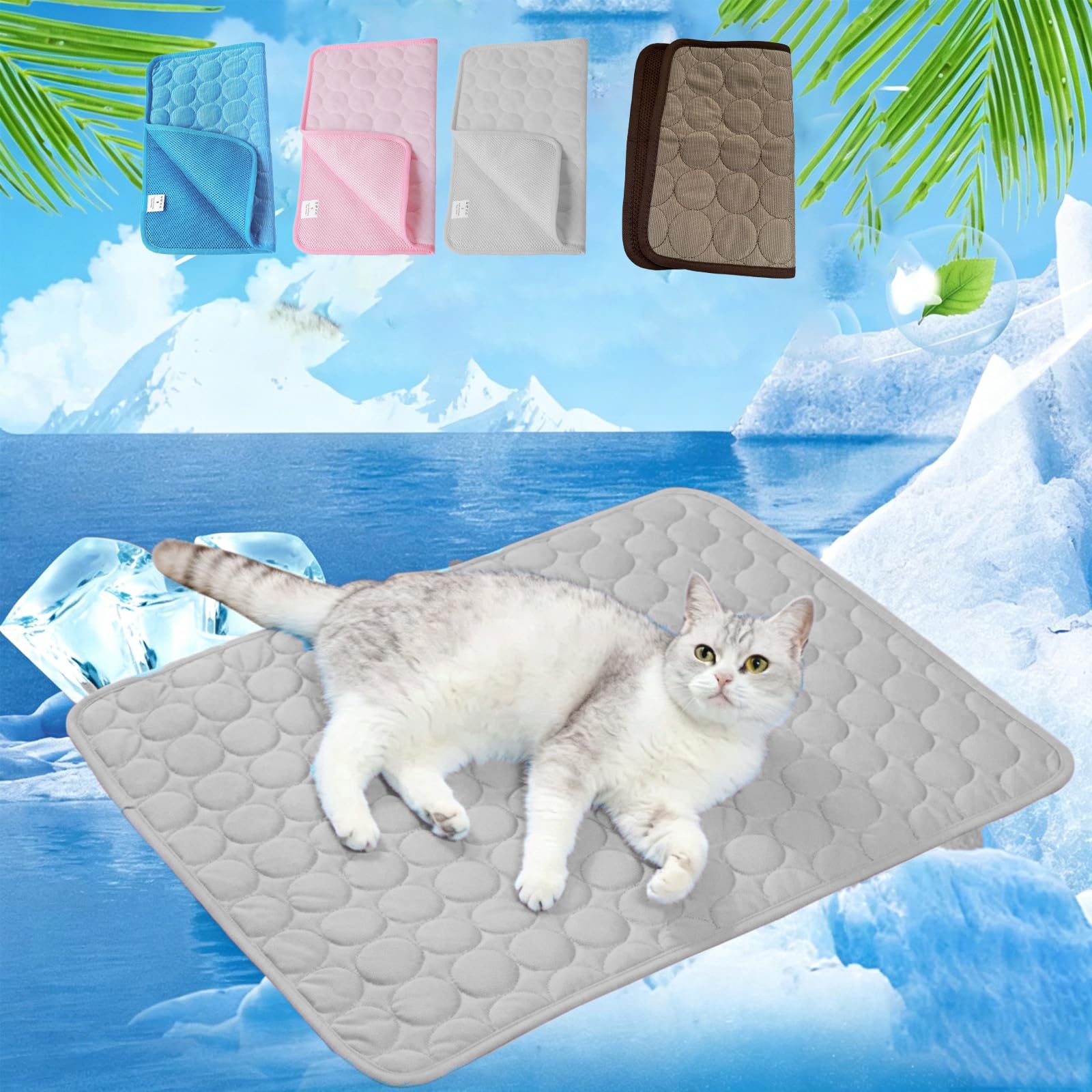 Snrtevu ChillyBreeze Cooling Mat – 2026 New Dog Cooling Mat, Reusable, 3-Layer Cooling, Washable, Zero Gel, Safe Materials, Easy Carry, Keeps Pets, Kids & Adults Cool (50 * 40CM,GREY)