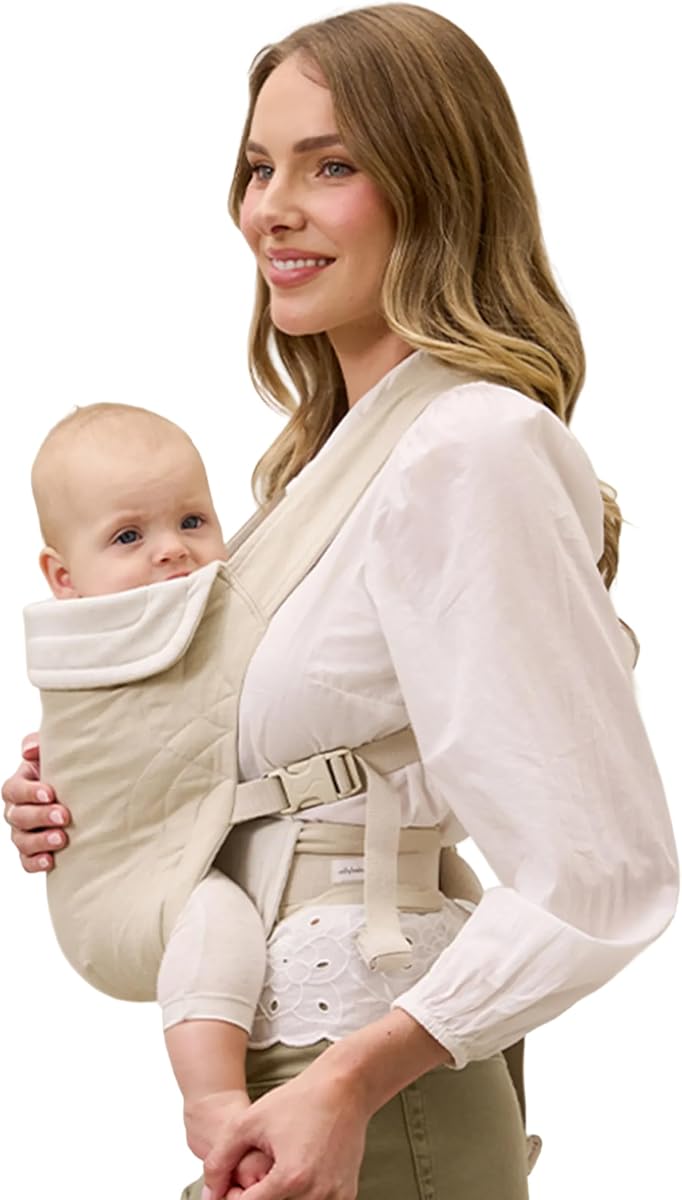Portabebés con hebilla suave, portabebés suave y mantecoso para bebés de 10 a 45 libras, diseño ergonómico, lino ligero y transpirable, transporte delantero y trasero, transporte esencial para bebés, Oat Heritage Dot