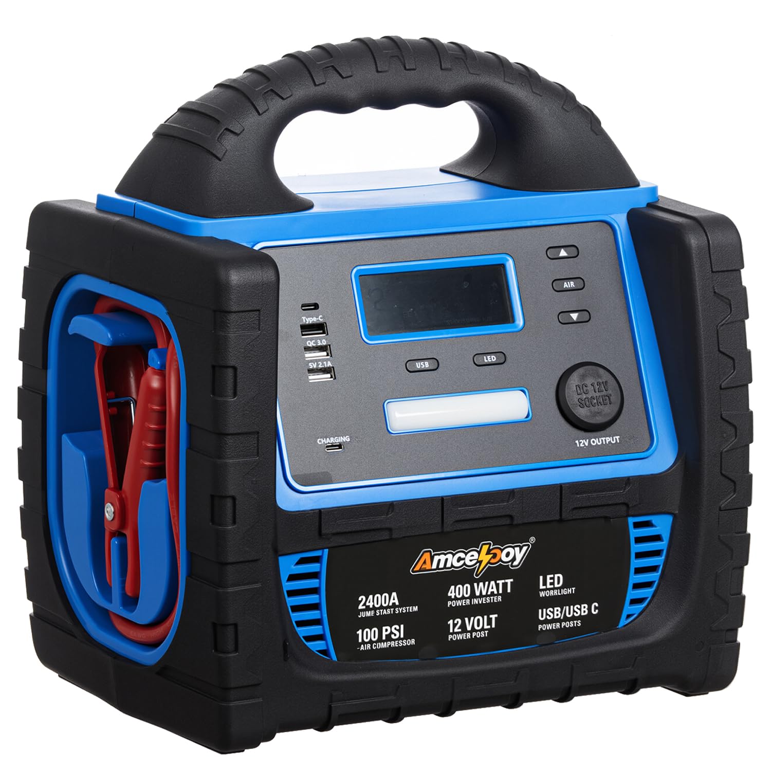 2400A Car Battery Jump Starter and Portable Power Station Starts 8 0L Gas 8 0L Diesel 6-in-1 Jump