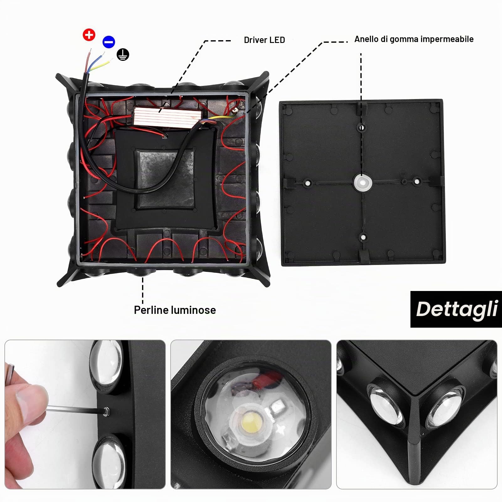 KAWELL 22W Moderno Applique da Parete LED Lampada da Muro Interno Esterno | Alluminio Lampada da Parete, Impermeabile IP65, per Camera da Letto Bagno Soggiorno Scale Corridoio Ingresso
