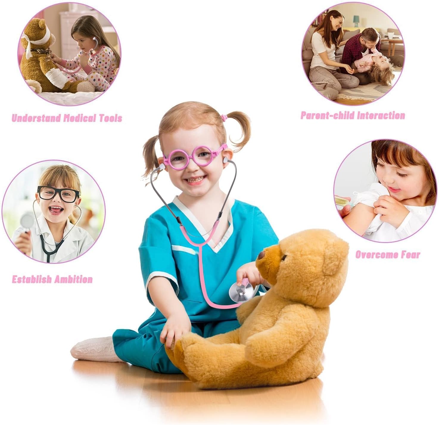 Gifts2U Doctor Kit for Toddlers 3-5, Medical Pretend Play Toys with Gift Case, 42 Piece Dentist Playset Kit for Kids,for Christmas Birthday Gift(Pink) image 8 of 9 B07GN2YZ8F