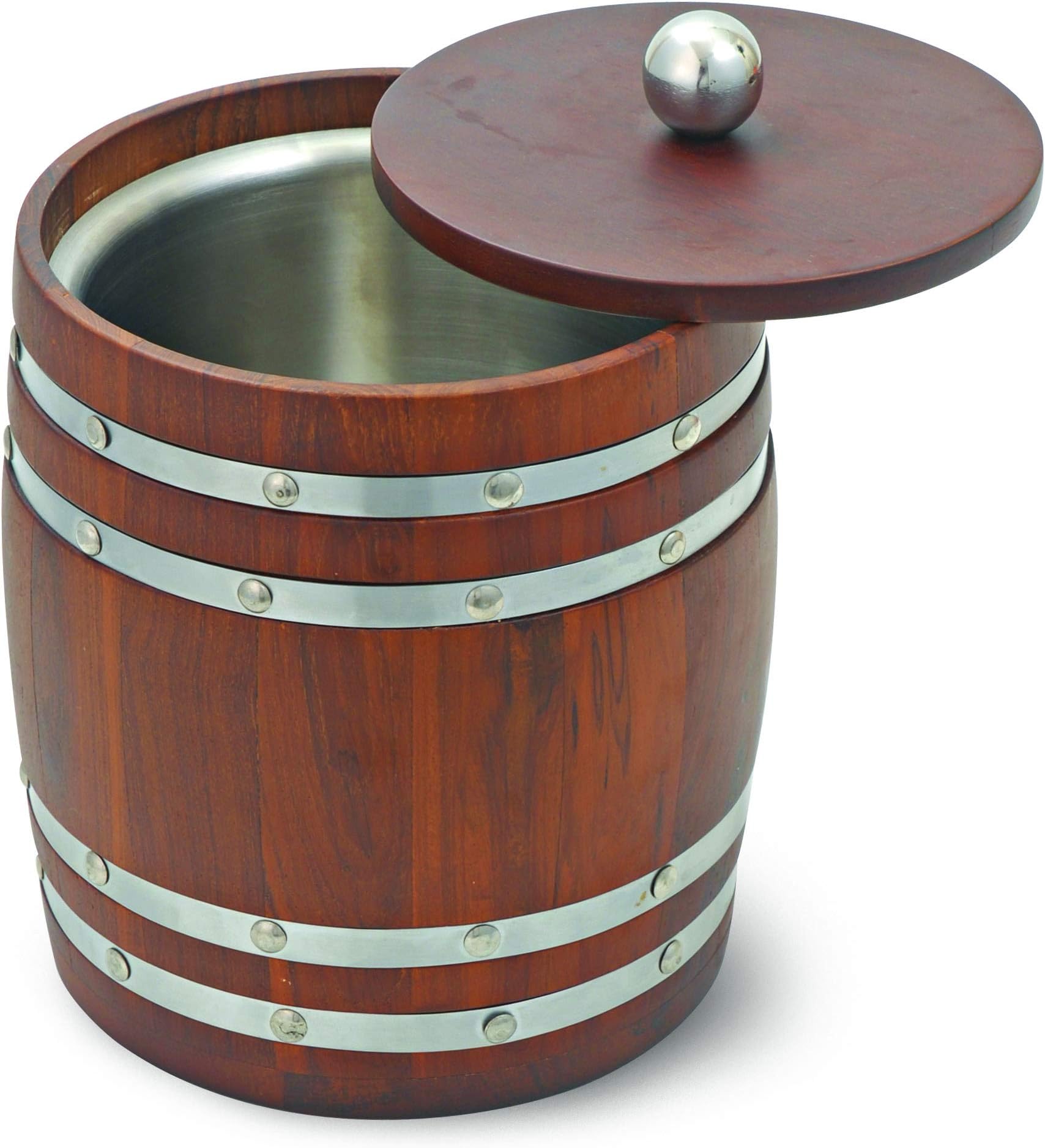 Ravenn R342A Wooden and Stainless Steel Ice Bucket Barrel Ice Bucket