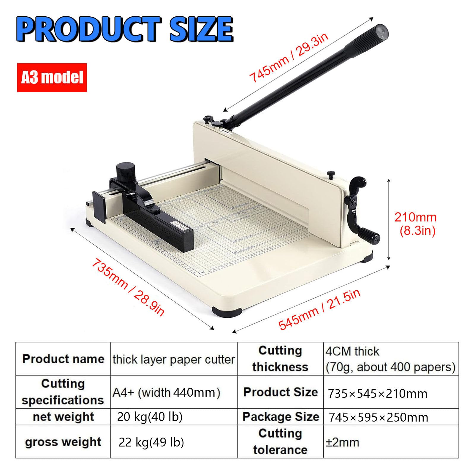 Taglierina per carta resistente, tagliacarte manuale da tavolo, massimo 400 fogli di taglio per carta artigianale, coupon, etichette, cartoncini