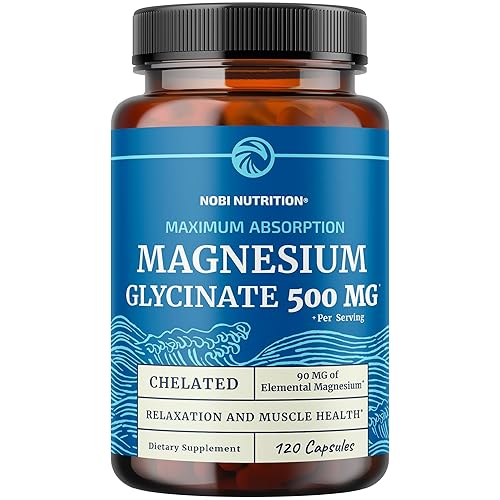 Magnesium Glycinate 500mg | High Absorption | Chelated for Muscle Relaxation, Bones, Heart, Nerve, Sleep & Calm Support for Women & Men | Magnesium Chelate Supplement & Bisglycinate Complex | 120ct - 500mg Capsules, 120ct.