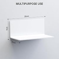 Toski Öntapadós Fali Polc Fehér 20cm Szett 2db Fúrás Nélkül Akril 2