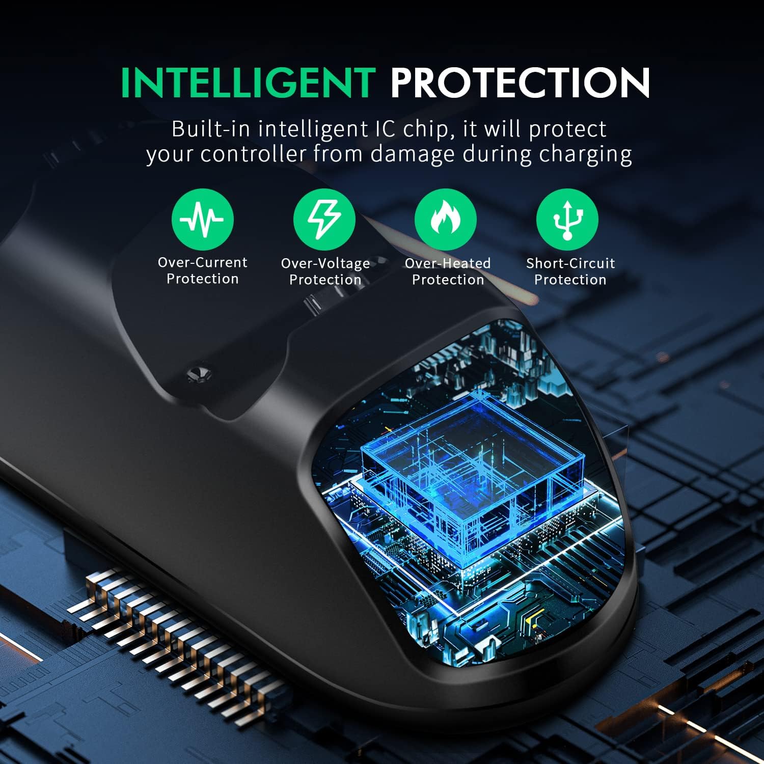 Diagram showing the intelligent protection chip inside the charging station