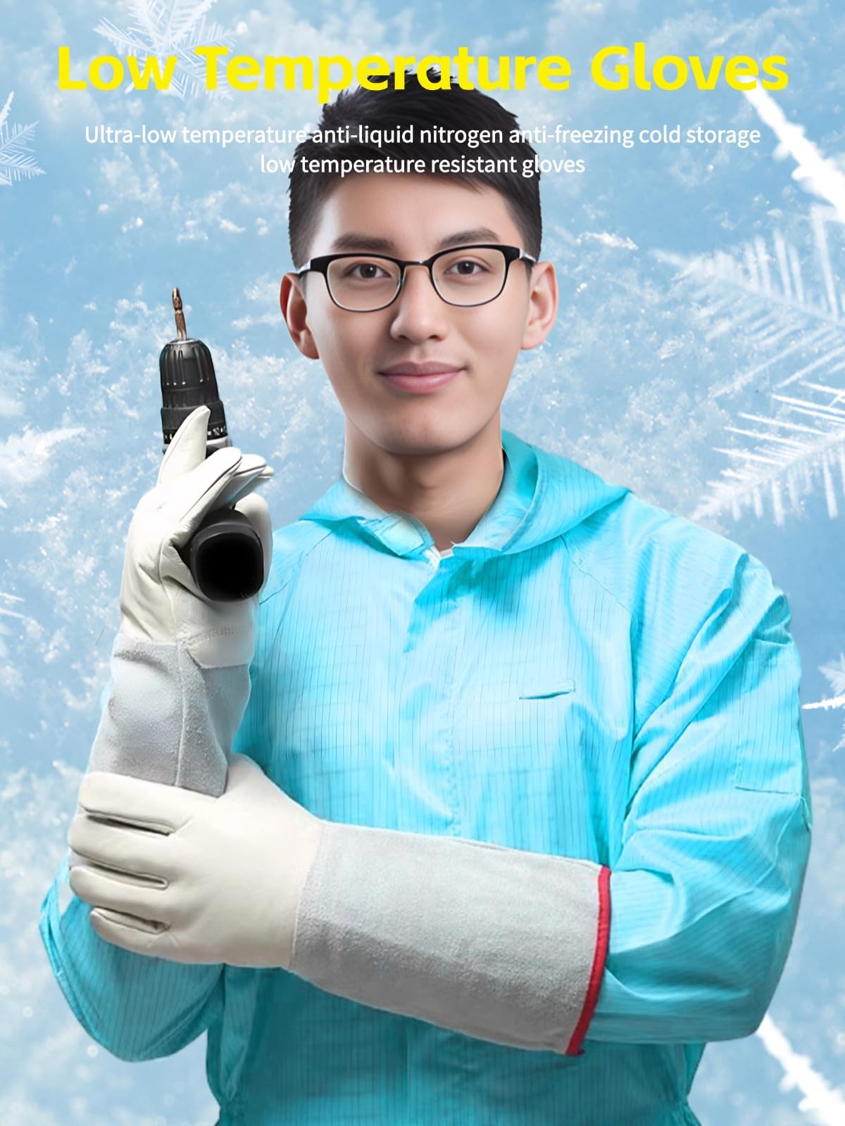 Cuifati Kryo-Handschuhe, Arbeits-Frostschutzhandschuhe, Verschleißfeste, Verdickte Leder-Tieftemperatur-Schutzhandschuhe für die Handhabung von Flüssigstickstoff-Trockeneis, 31 Cm bei Günstiger Preis