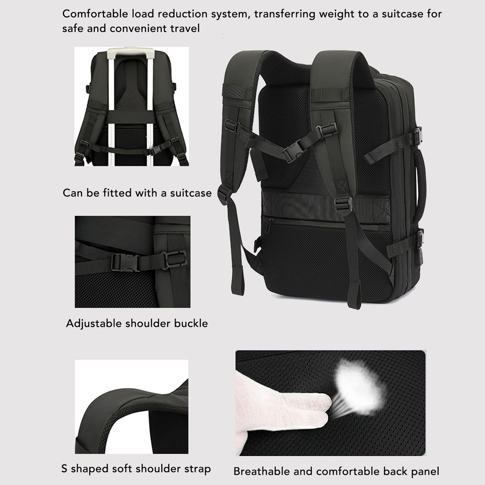 Wakects Zaino Compressione, 22L a 55L, Impermeabile, Porta USB