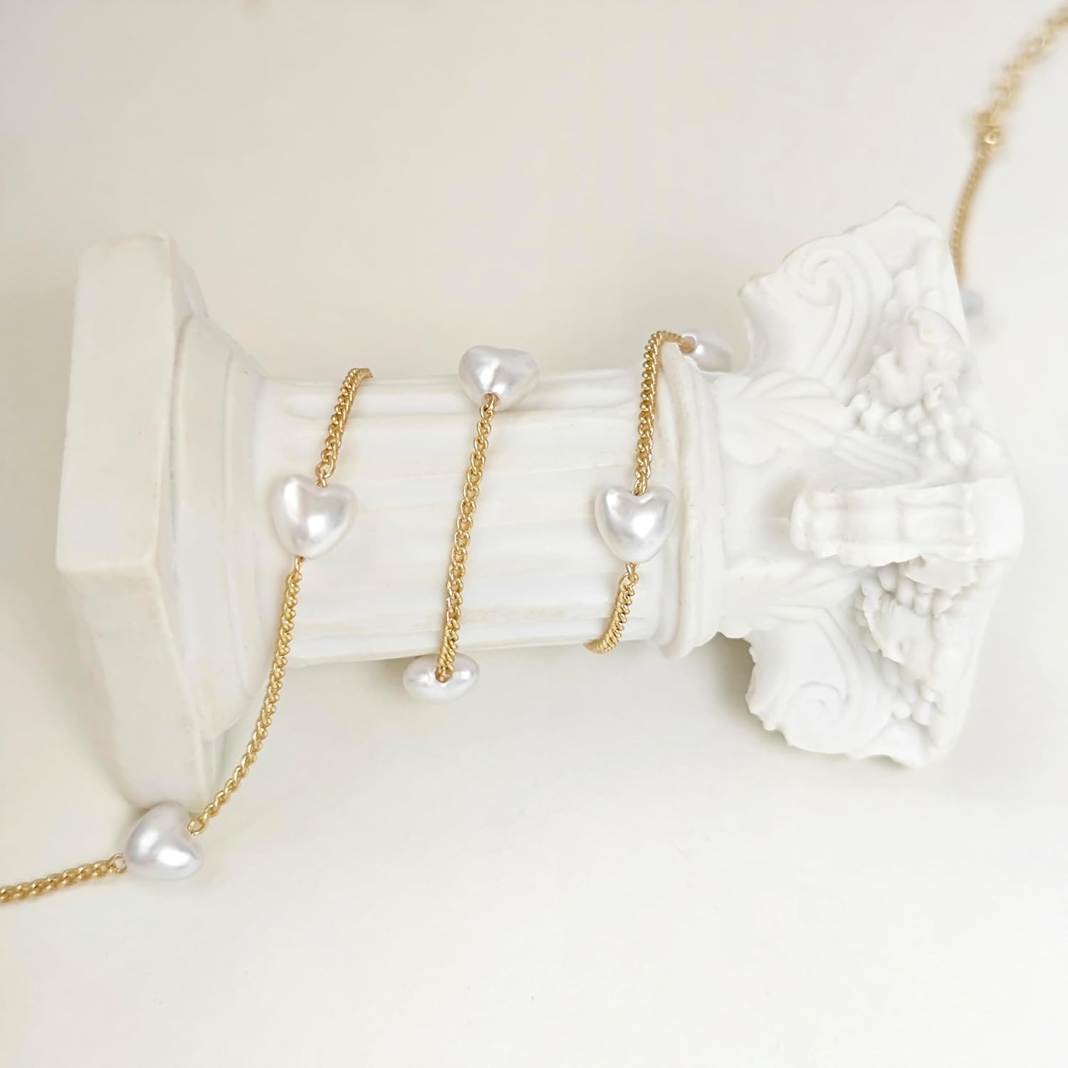 Gold Necklace for Women Dainty Heart Necklace 14K Gold Plated Tiny Pearl Chain Necklace for Women Simple Jewelry - Image 7