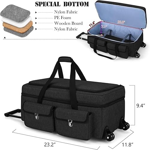 Miniatura 6 de Yarwo - Bolso de transporte con ruedas para manualidades compatible con Cricut Maker 4, Maker 3, Maker, Explore 4, Explore 3, Cameo 45, estuche de