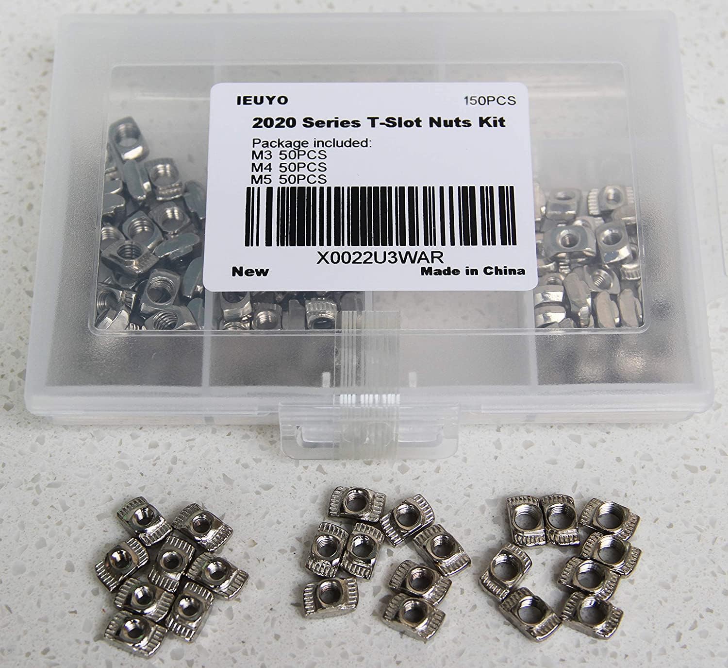 Pack of 50 T-Nuts, 2020/3030 Series T T-Slot Nut Hammer Head Mounting Nut Carbon Steel Nut for Aluminium Profile (European Standard 20 Type M4), Nut