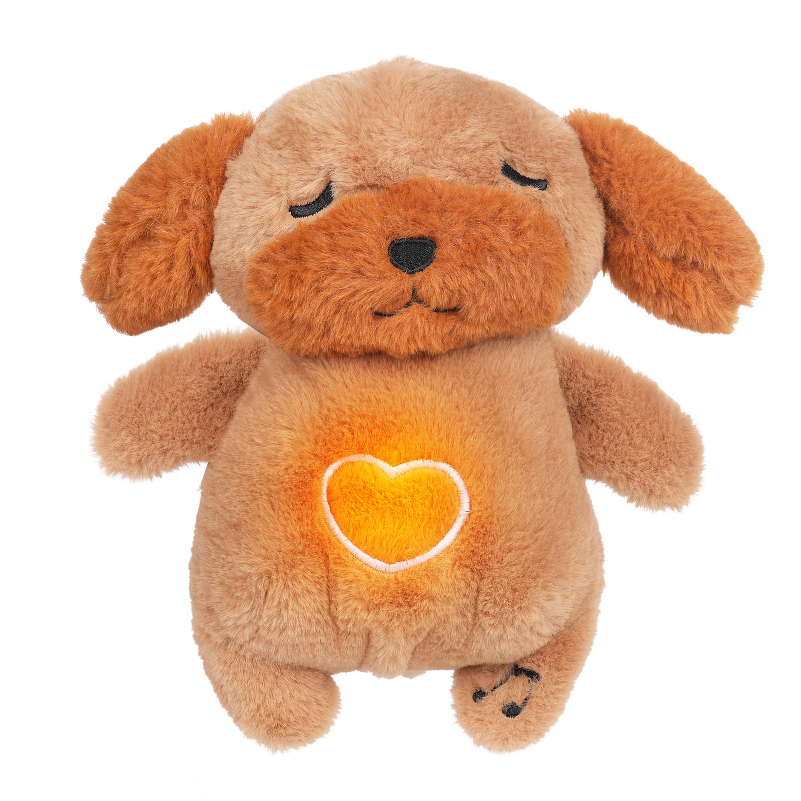 Soothe Snuggle Dog Plush, Soothing Breathing Puppy Stuffed Animal for Anxiety Adults and Kids, Sleeping Dog Plushies with Realistic Breathing Motion and Lights Music