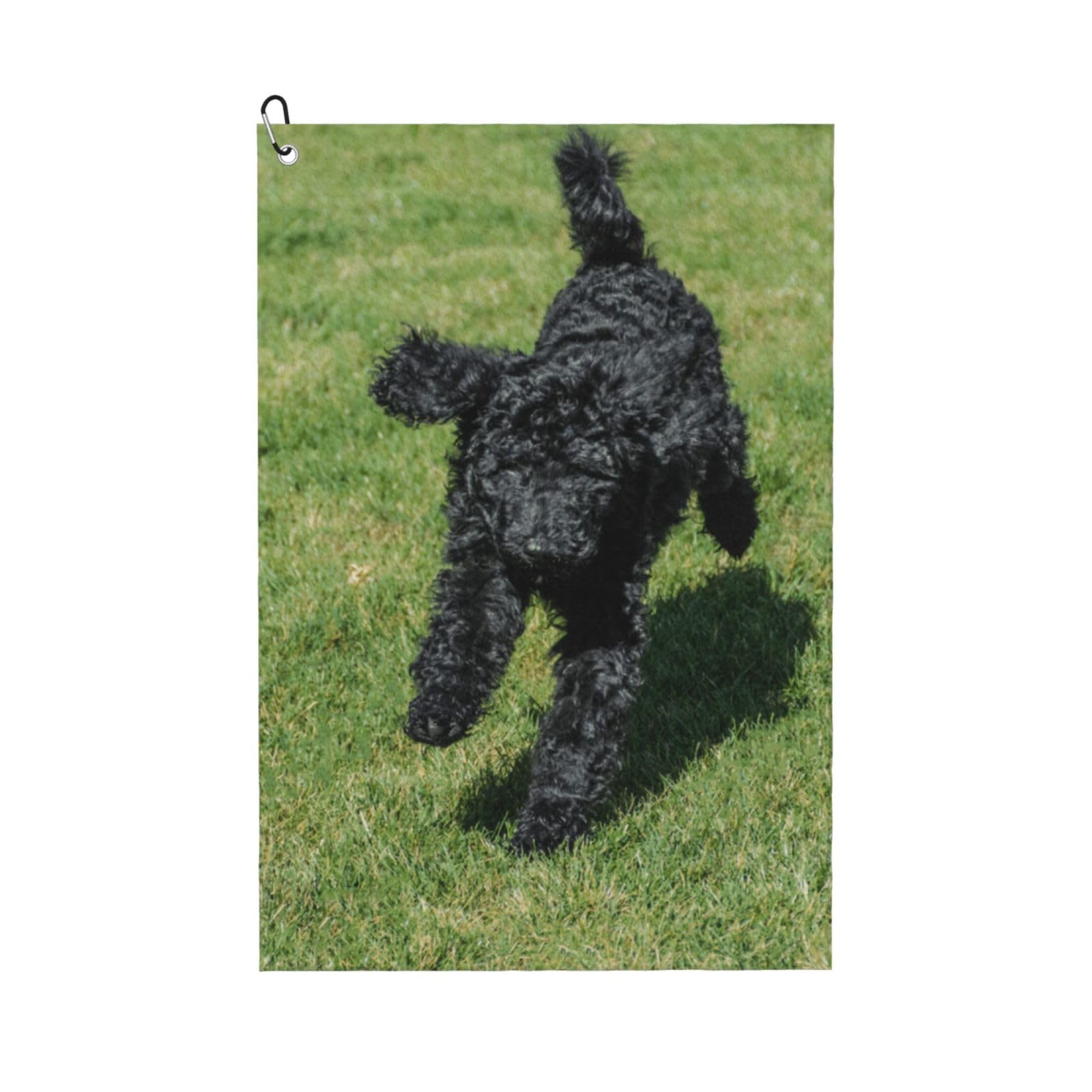Hnnkloy Black Standard Poodle, 16x24 in Portable Waffle Golf Towels with Carabiner Clip for Golf Bag
