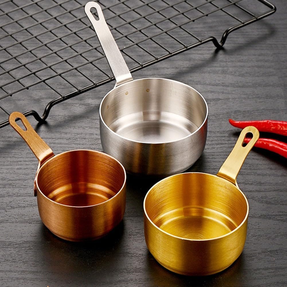 Roestvrijstalen steelpan met schenktuit, steelpan met deksel, mini-melkpan met tuit - perfect voor het koken van melk, saus, jus, pasta, noedels (zilver