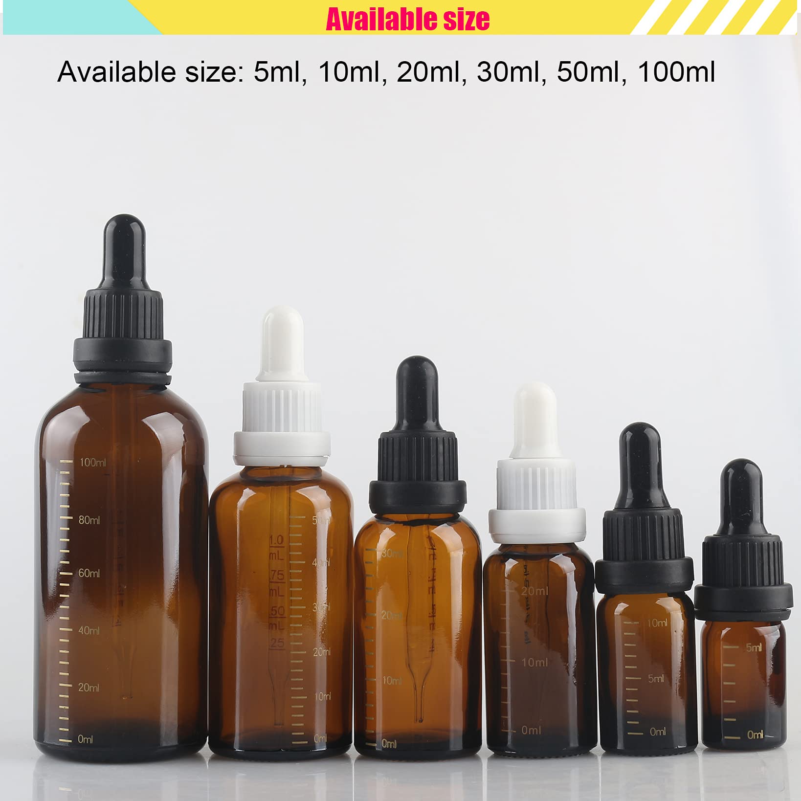 24 Piezas 100 ml Ámbar Frasco Cuentagotas Cristal con Gotero Graduado y Cierre Negro a Prueba de Manipulaciones, Marrón Botellas Cuentagotas Calibrado para Aromaterapia Aceites Esenciales