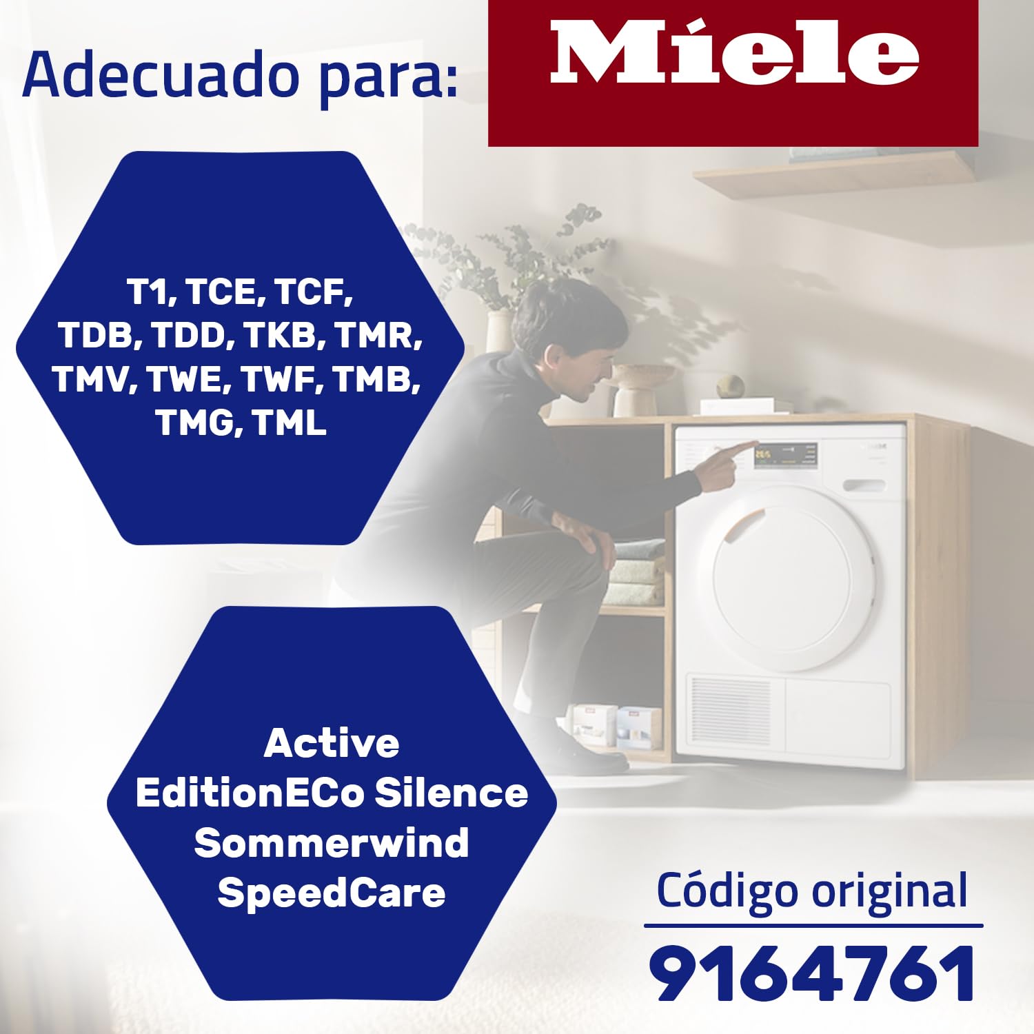 2 Piezas Filtro Esponja Secadora 9164761 para Miele Tiene el Tamaño 208 x 155 x 30 mm Filtros para Secadora de Ropa con Garantía de 10 Años - MONTERAL