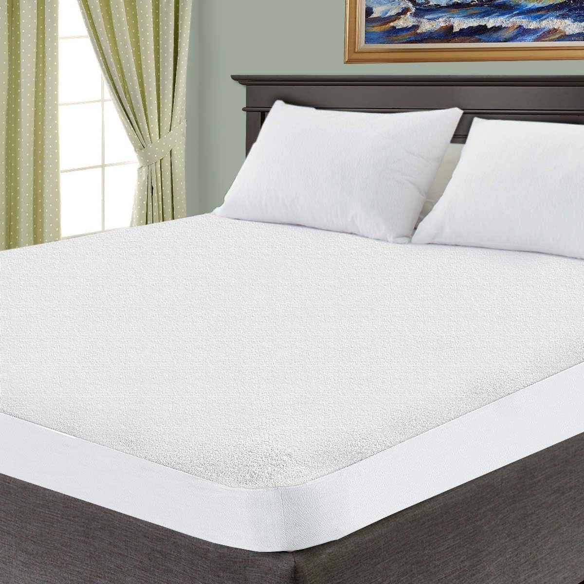 Superior Mattress Protector Waterproof Backing Soft Cotton Terry Lightweight Breathable Noiseless Fitted Sheet Design Plush Bedding Machine Washable