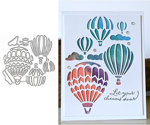 hinana Troqueles de metal con forma de nube de globos, plantillas de corte de globos de aire caliente para manualidades, álbumes de recortes, fotos,