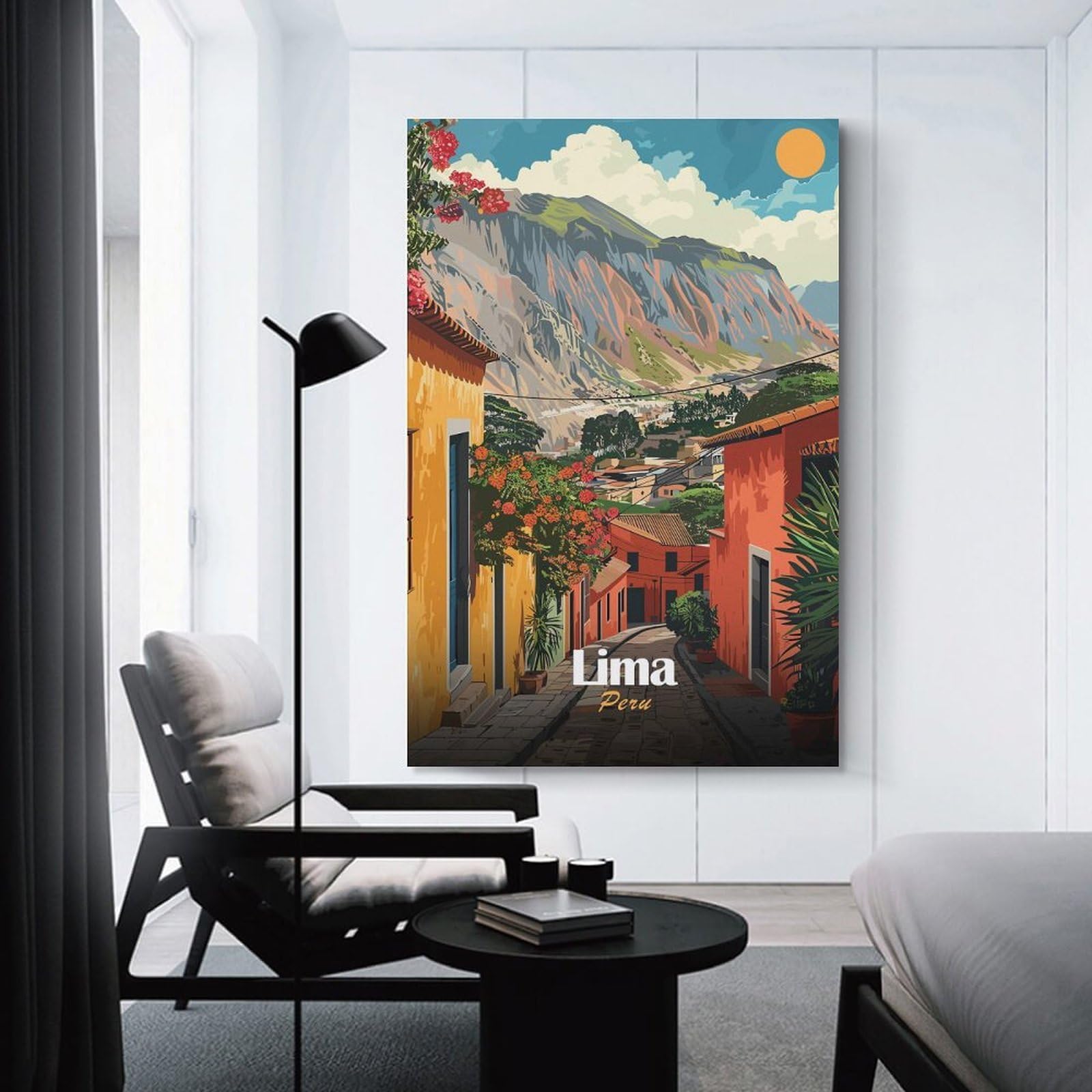 Junmoney Hanging Wall Art Lima, Peru Travel, 24x36inch(60x90cm), for Wall Displays, Bedrooms Or Room Updates, Decorative Artwork with Flexible Styling