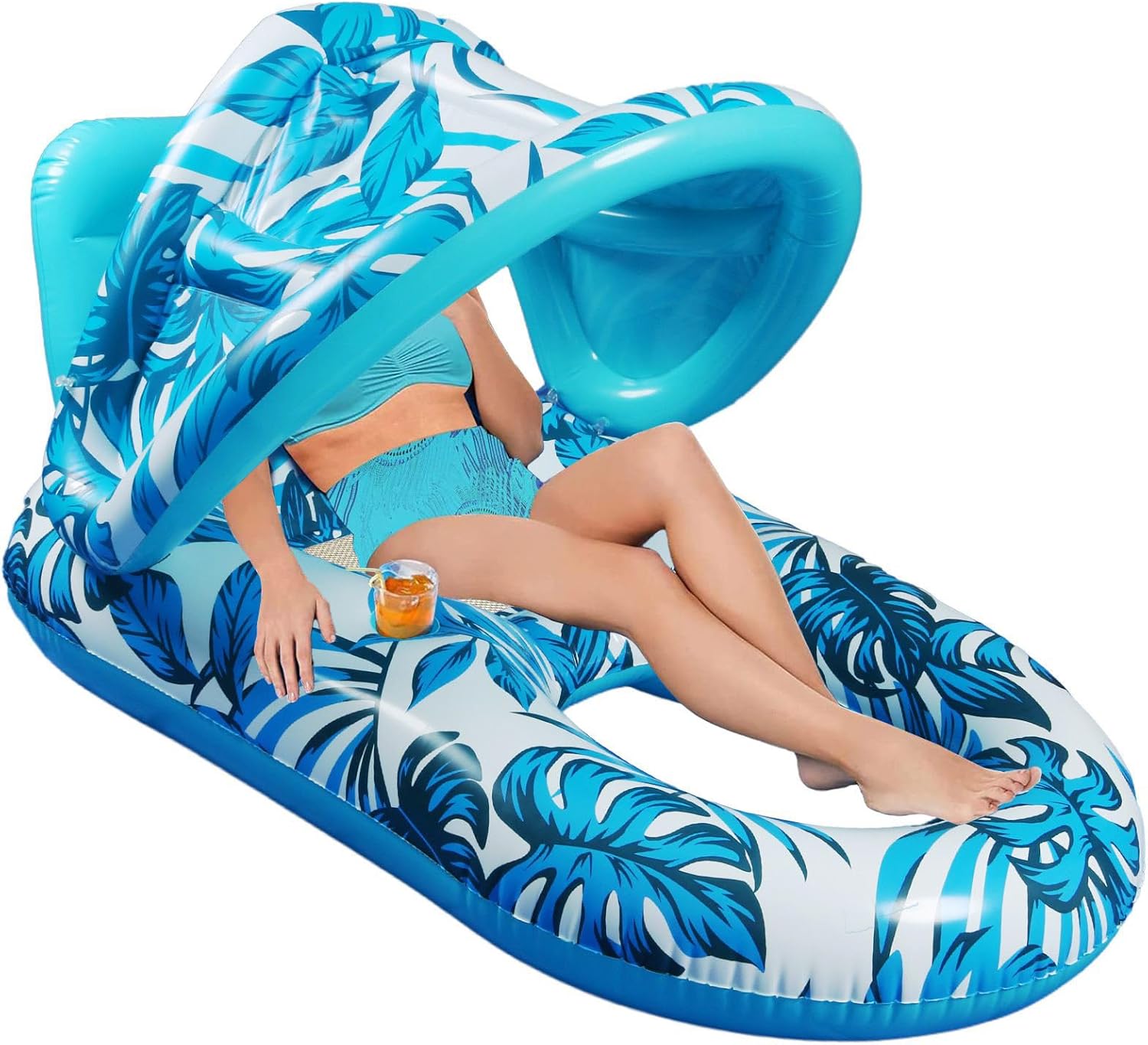 TARCIN Pool Float with Canopy, XL Pool Float Lounger Float Raft with Detachable Sun