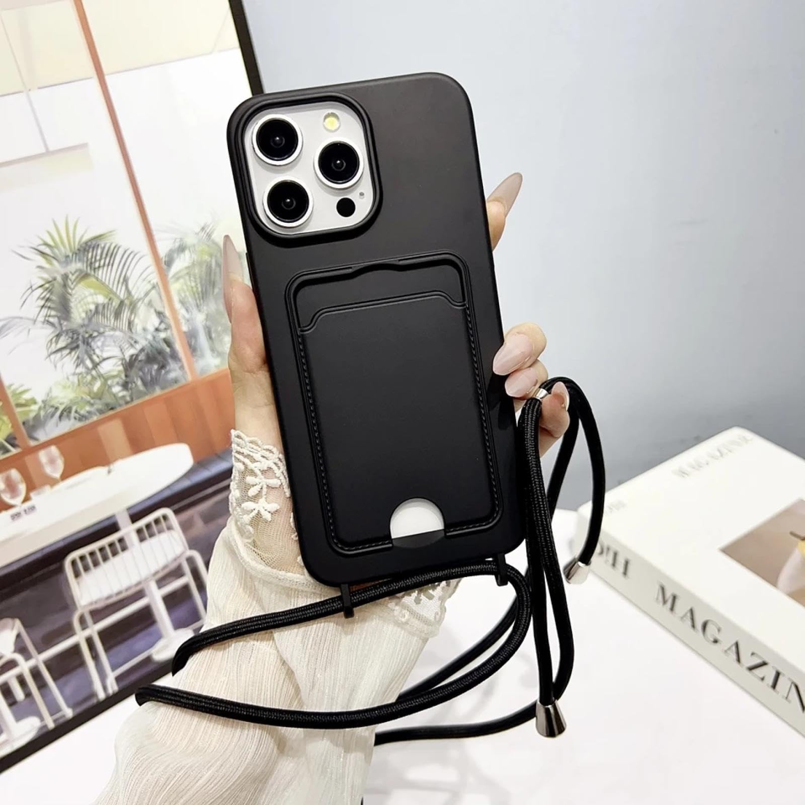 Étui à bandoulière pour iPhone 16 Plus étui noir chic et durable - 8