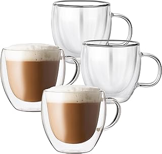 Double Walled Glass Coffee Mugs Set of 4