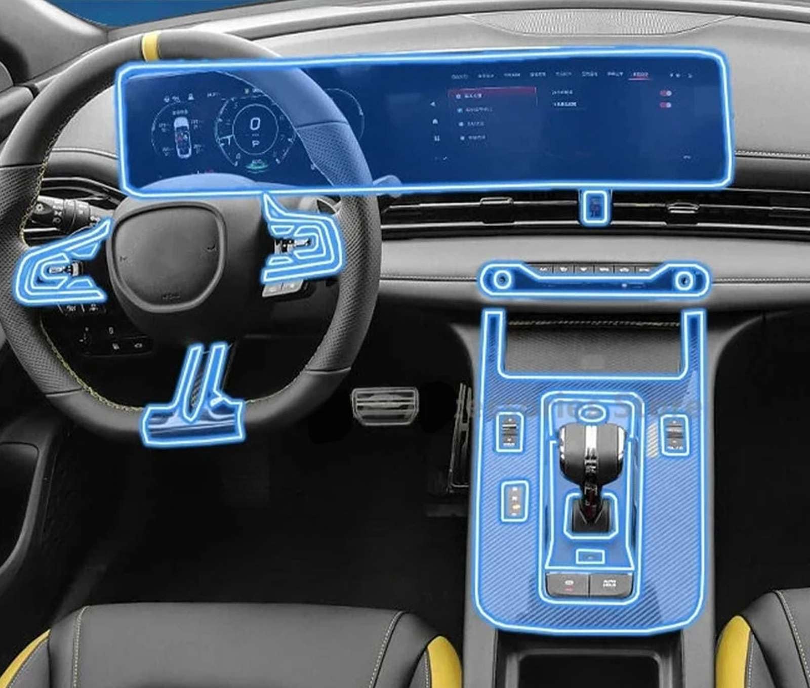 Film TPU Dodge Attitude 2024 console centrale protection voiture RHD