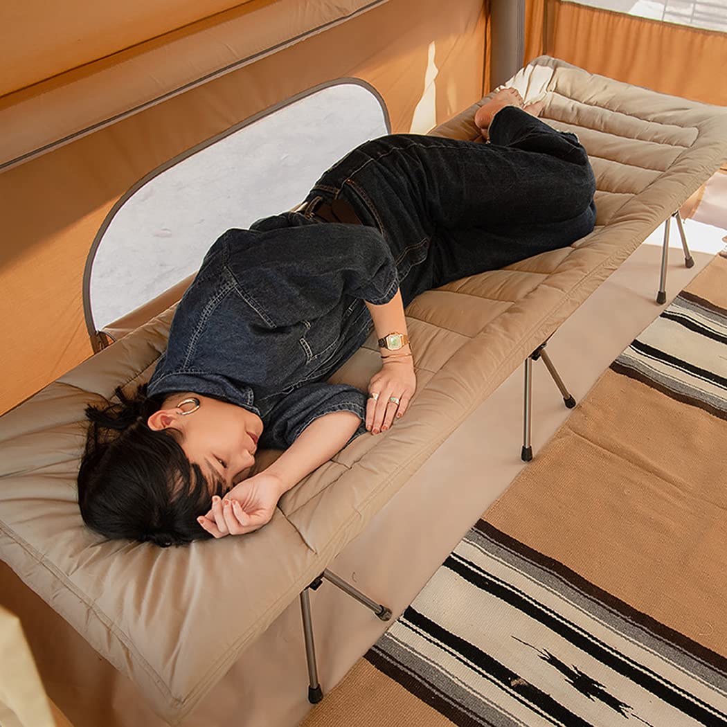 Lettini da Campeggio Leggeri con Imbottitura, Lettino da Campeggio Pieghevole Portatile con Materasso | Strutture Letto in Lega di Alluminio con materassino in Cotone per Barbecue da Ufficio da viag