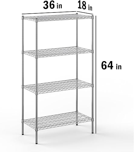 Miniatura 44 de Kit de estantería de alambre cromado de 4 niveles de 24 pulgadas de profundidad x 24 pulgadas de ancho x 64 pulgadas de alto Unidad de estante