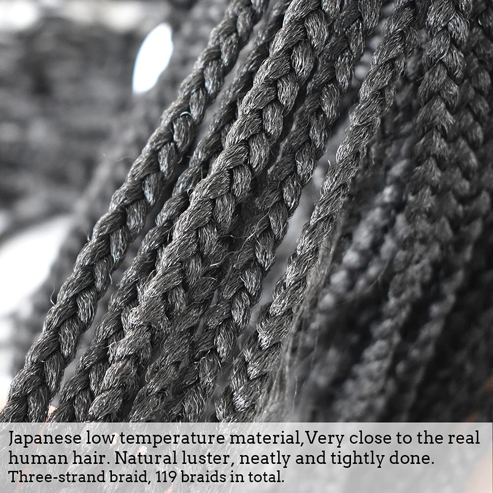 Curly Hair Braided Swiss Front Lace Wig with Baby Hair Natural Looking Premium Quality Synthetic Hair Lightweight Lace Frontal Twist Long Box Braided Wigs #1B Off Black