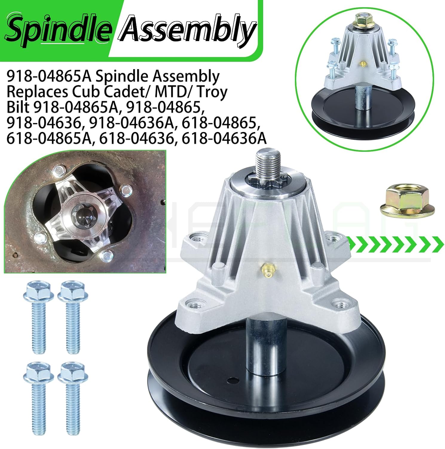 2 Pack 918-04865A Deck Spindle Kit with 954-04219 Belt 1/2x103 Replaces 918-04636 918 04865A 918-04636A 618-04865A 918-04865 91804865A for Cub Cadet 46 LT2000 LTX1046 LTX1045 LT2500 Decks