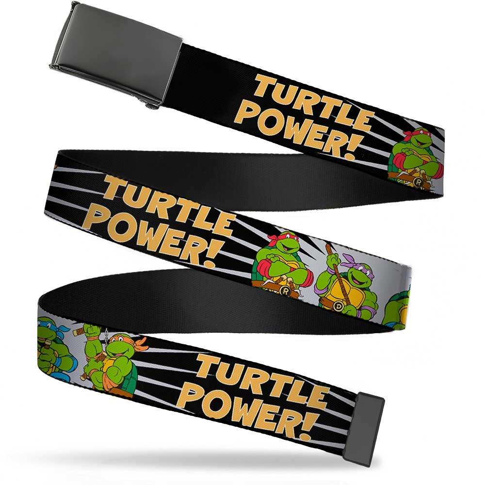 Nickelodeon Unisex-Adult's Buckle-Down Web Belt Ninja, Classic TMNT Group Pose/Turtle Power, 1.5