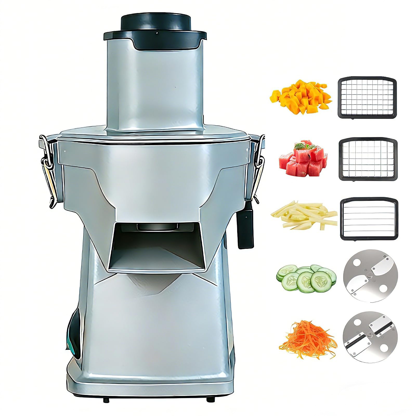 Coupe-légumes en dés électrique 4 en 1 polyvalent pour râper et trancher