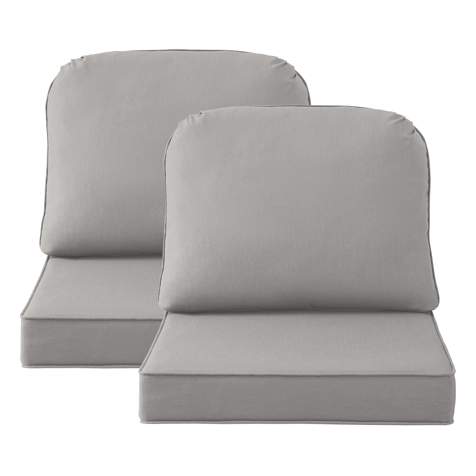 Outdoor Sunbrella Cushions for Patio Furniture Set of 2, 24"x24" Water Repellent Chair Cushions Removable Seat Bottom & Back Cushion Covers for Chair, Sofa, Couch, Specrtum Pebble