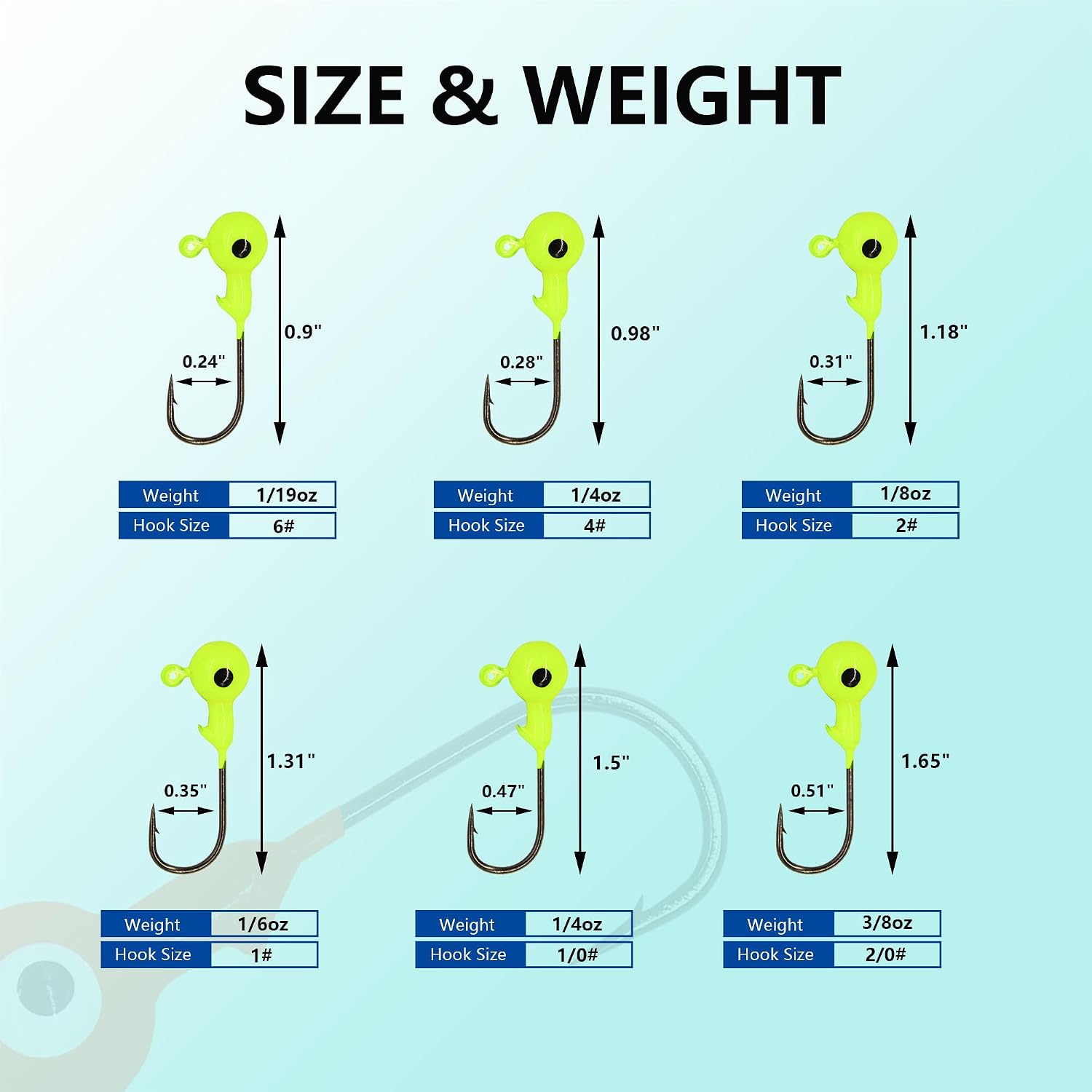 UperUper Round Ball Jig Heads, 50-Pack, 1/8-1/4 oz, photo 2 of 7