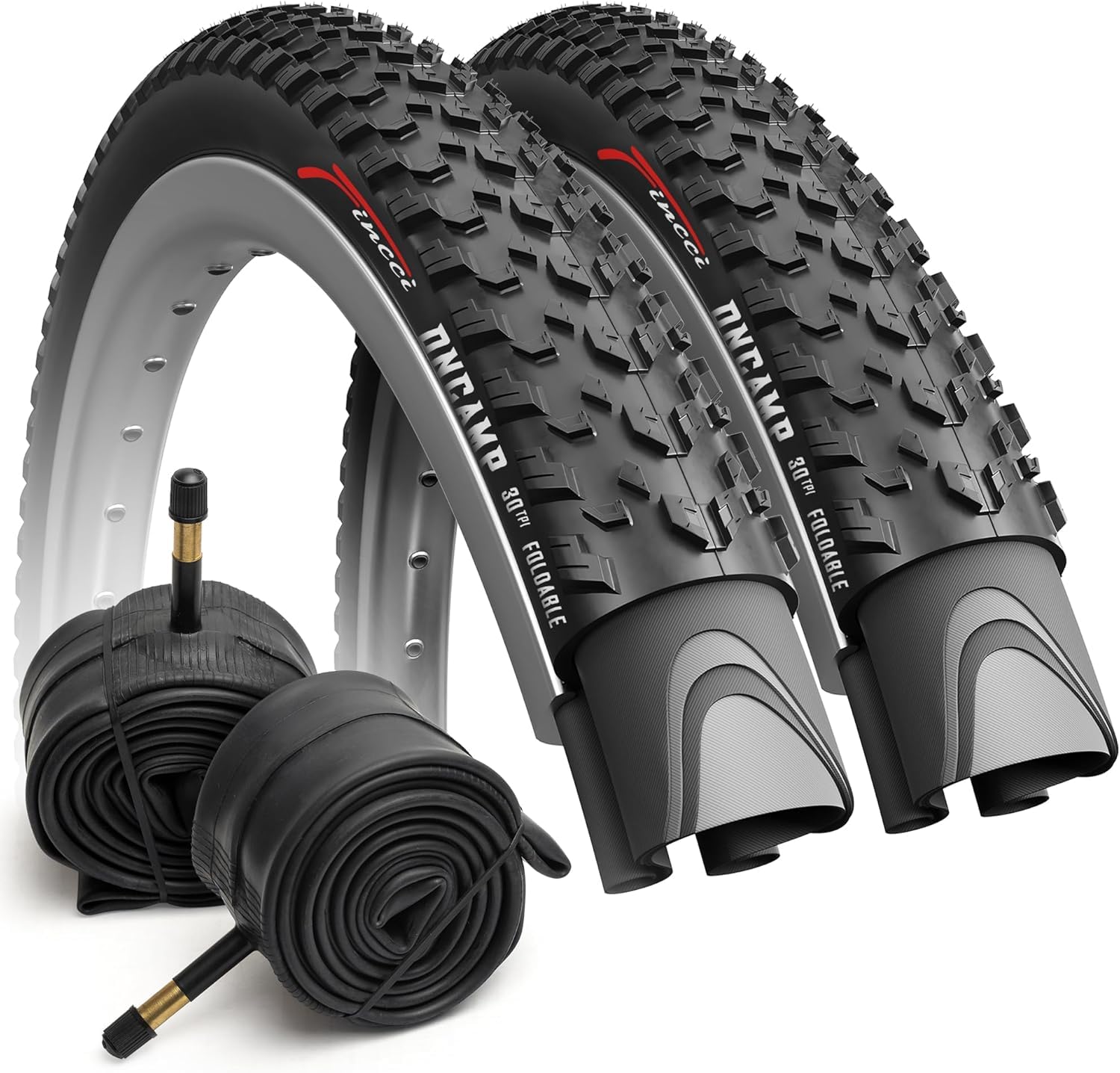 Fincci MTB Reifen 27,5 - Paar Fahrrad Reifen 27.5 x 2.10 Zoll 54-584, Fahrrad Mantel Oncamp mit Schrader fahrradschlauch 27,5 für Mountainbike, E Bike, Hybrid Offroad Bicycle - 2er Pack FaltReifen