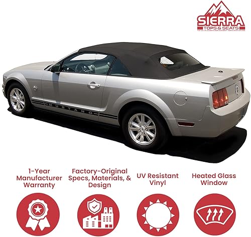 Miniatura 7 de Sierra Auto Tops - Parte superior suave convertible con ventana de vidrio calefactada se adapta a los modelos Ford Mustang Shelby y GT500 2005-2014