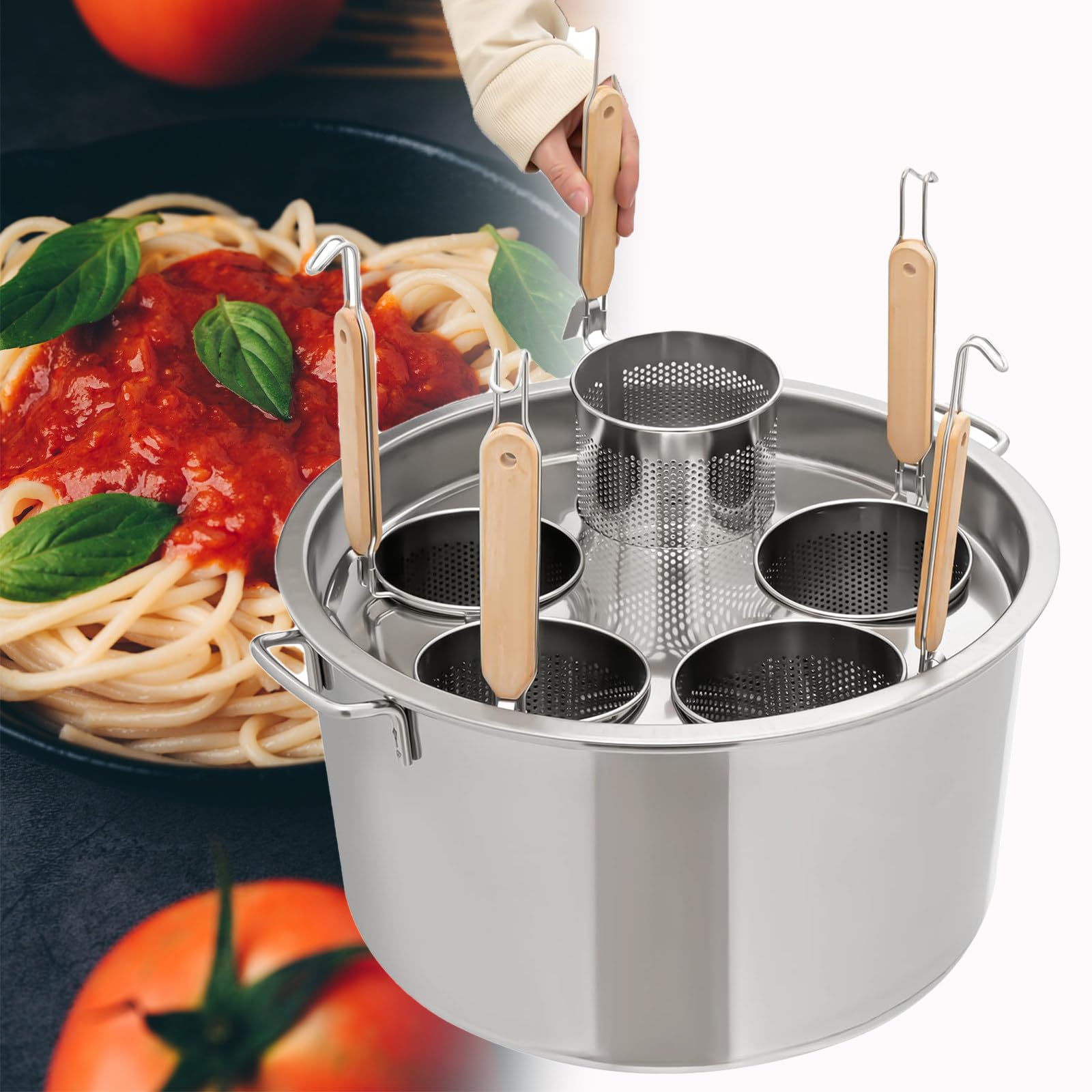 Pastatopf-Einsatz-Set, Sieb, Nudelkocher mit Korb, multifunktional für Küche und Restaurant