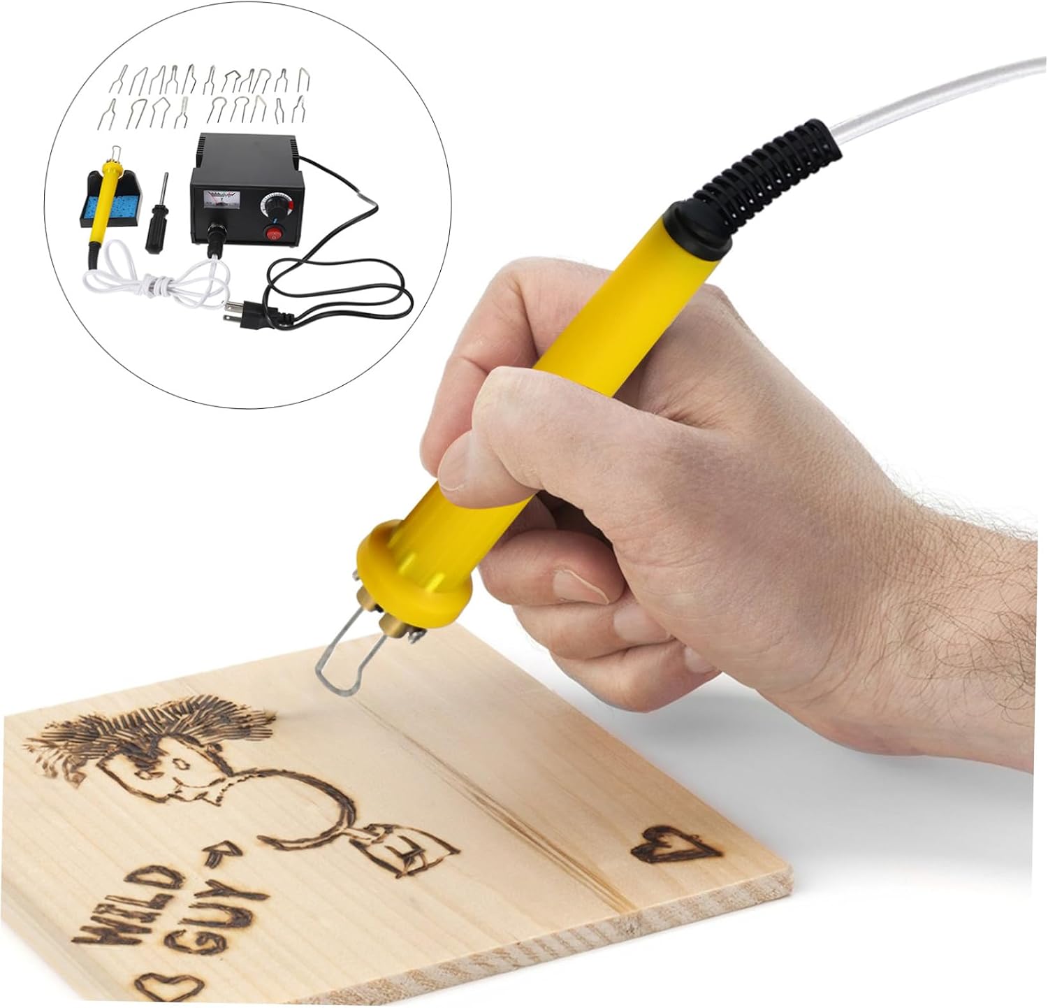 Anneome Adjustable Temperature Wood Burning Pen Kit Durable Pyrography Tool for Beginners Experts Energy-Saving Electric Burning Tool with Tips for Wood and Gourd Projects