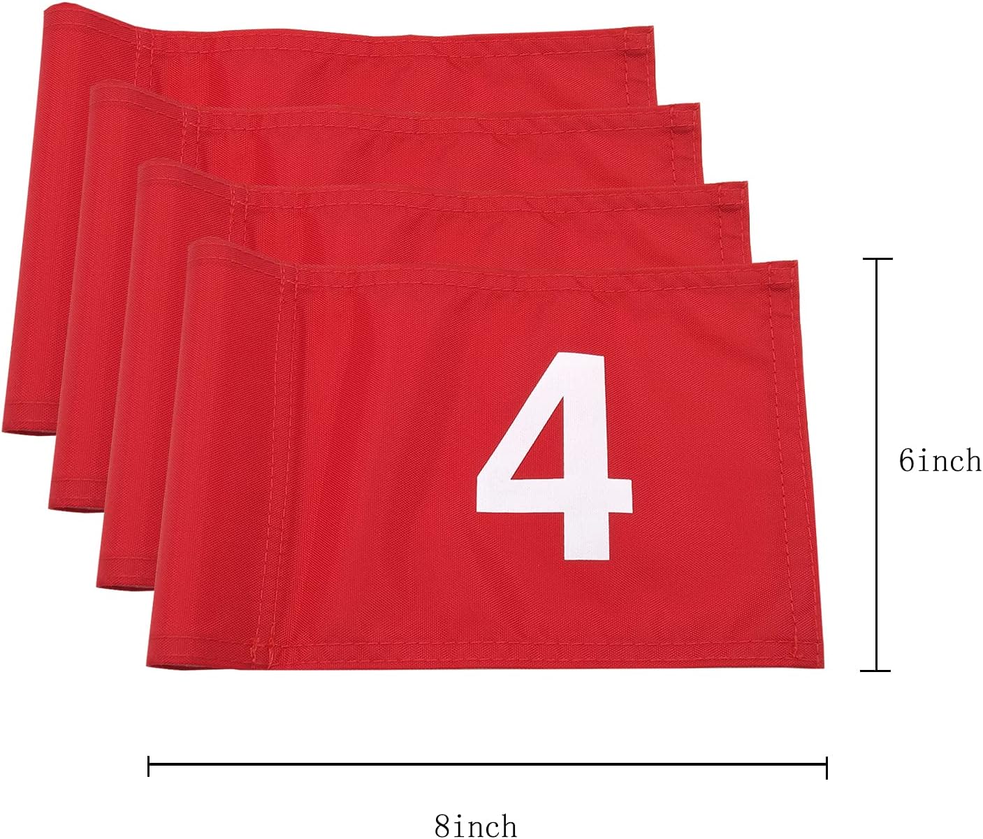 Numbered Solid Golf Flag with Tube Inserted,8” L x 6”H Mini Putting Green Flags for Yard Indoor Outdoor Backyard Garden, 420D Nylon Mini Pin Flags(Red Flags 4 Sets #1,2,3,4)