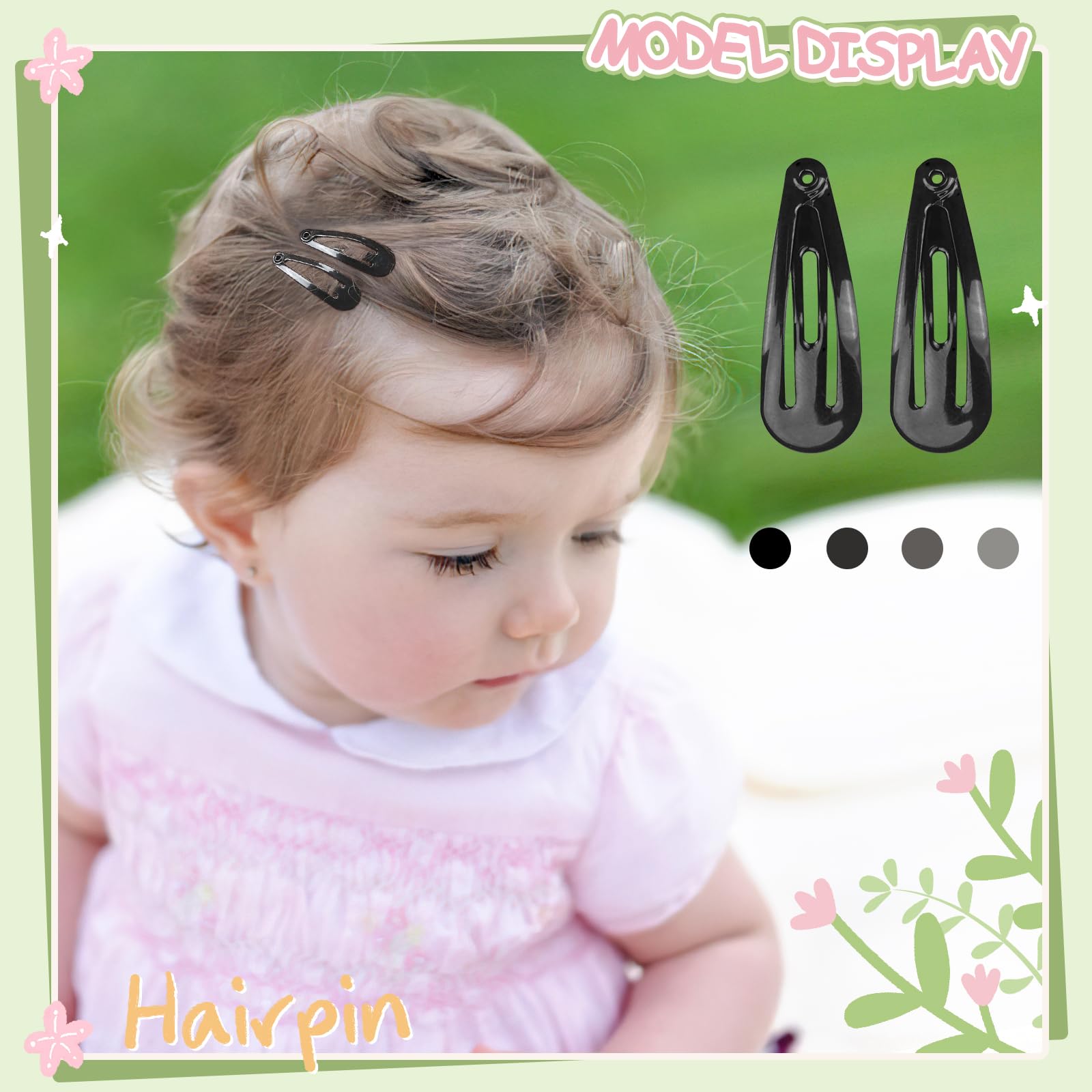 Fermagli per capelli neri da 2,5 cm, 60 pezzi, piccoli fermagli per capelli per bambine, 3 cm, color caramella, accessori per capelli per bambini
