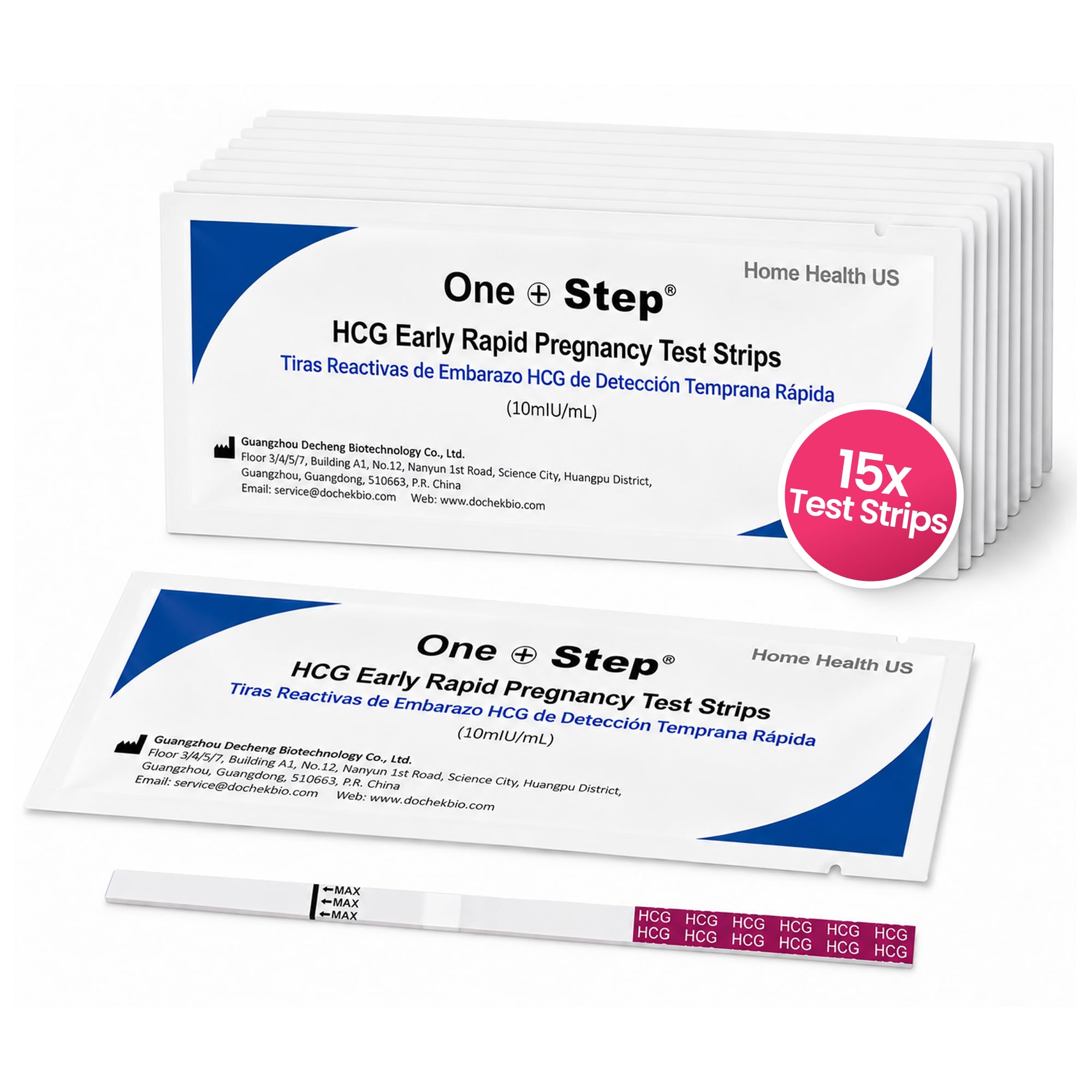 One Step 15 Pregnancy Test Strips - 6 Day Early Pregnancy Test (Wide Width)