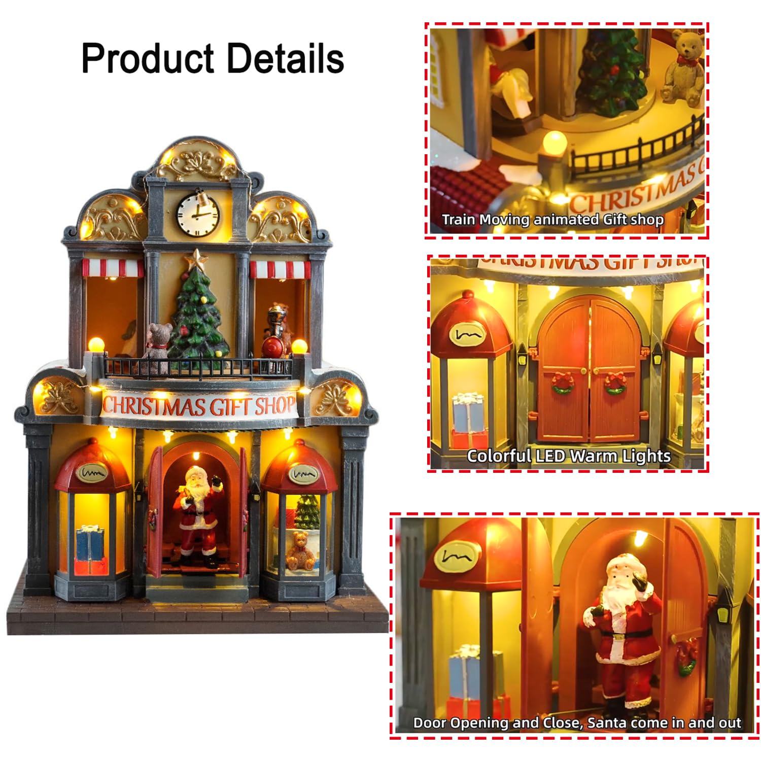 Ornamento Luminoso a Forma Di Casetta Sulla Neve, Modellino Fai Da Te In Resina Di Una Casetta Natalizia, Con Luci LED Colorate E Calde, 8 Canzoni Con Riproduzione Circolare, Meccanismo Di Apertura