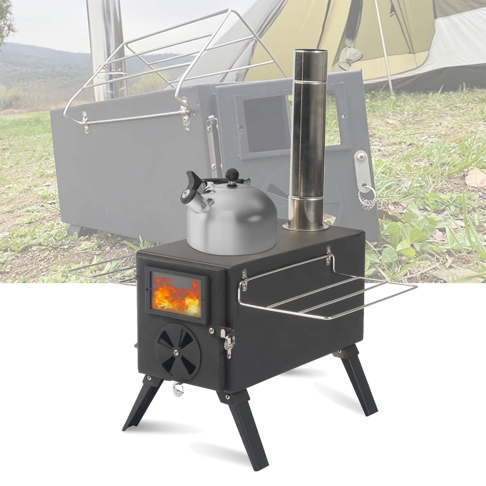 Buy Hot Tent Stove, Portable Wood Stove with Fireplace Pipes and Side