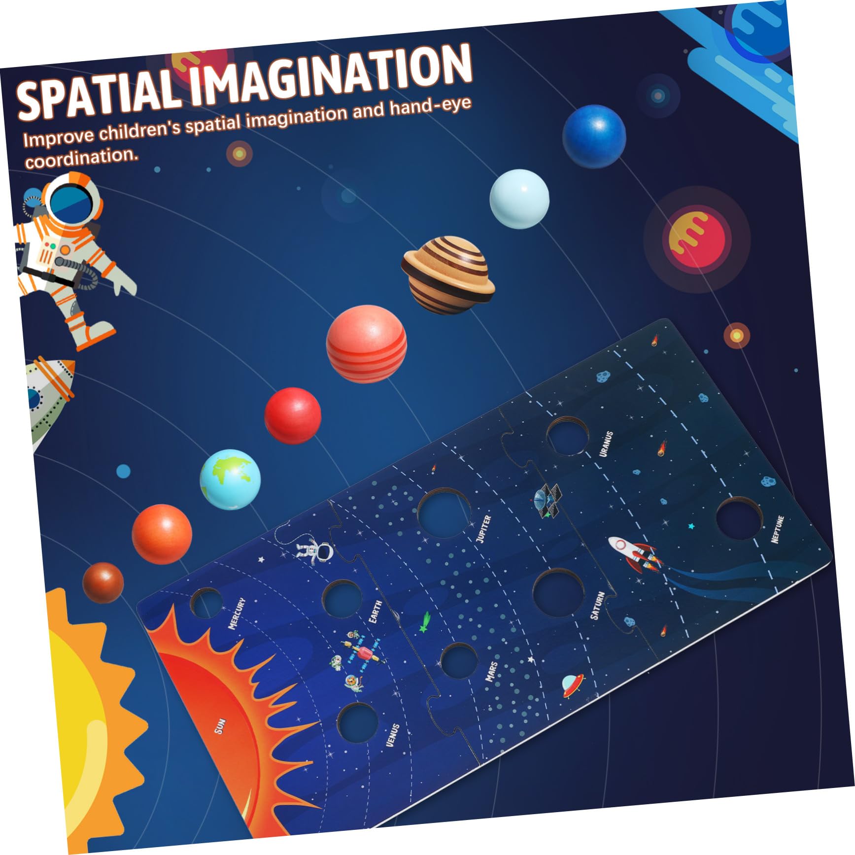 ERINGOGO Puzzle Solare del Otto Pianeti in Legno per Bambini | Superficie Liscia, Sicuro da Usare, Board da Gioco Educativa, Adatta a Piccoli Appassionati di Astronomia