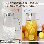 VEVOK CHEF Glass Pitcher with Lid for Fridge Iced Tea Pot 57 OZ 1.7L Sun Tea Container Gallon Pitcher Water Beverage Jar Carafe Juice Jug Hot/Cold Drink, Milk