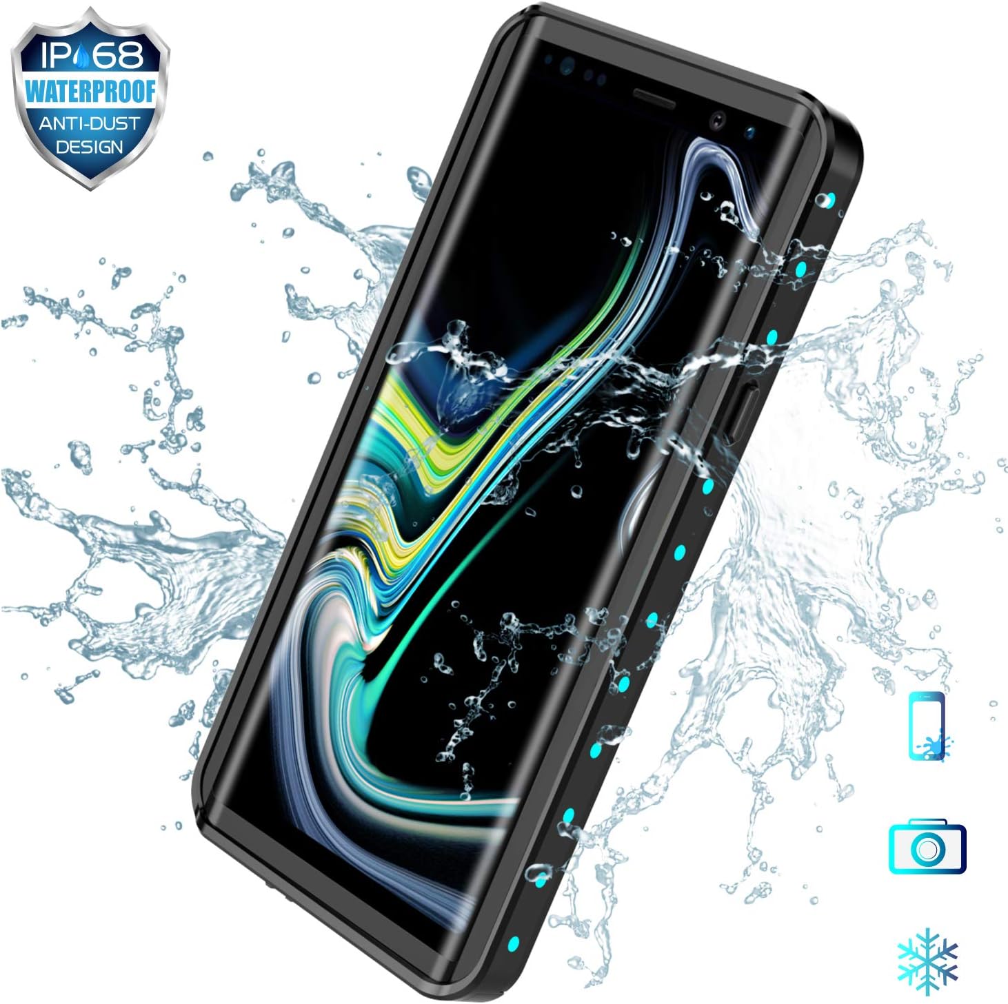 SPIDERCASE for Samsung Galaxy Note 9 Waterproof Case, Shockproof Snowproof Dirtproof, Waterproof Case for Samsung Galaxy Note 9 (Teal)