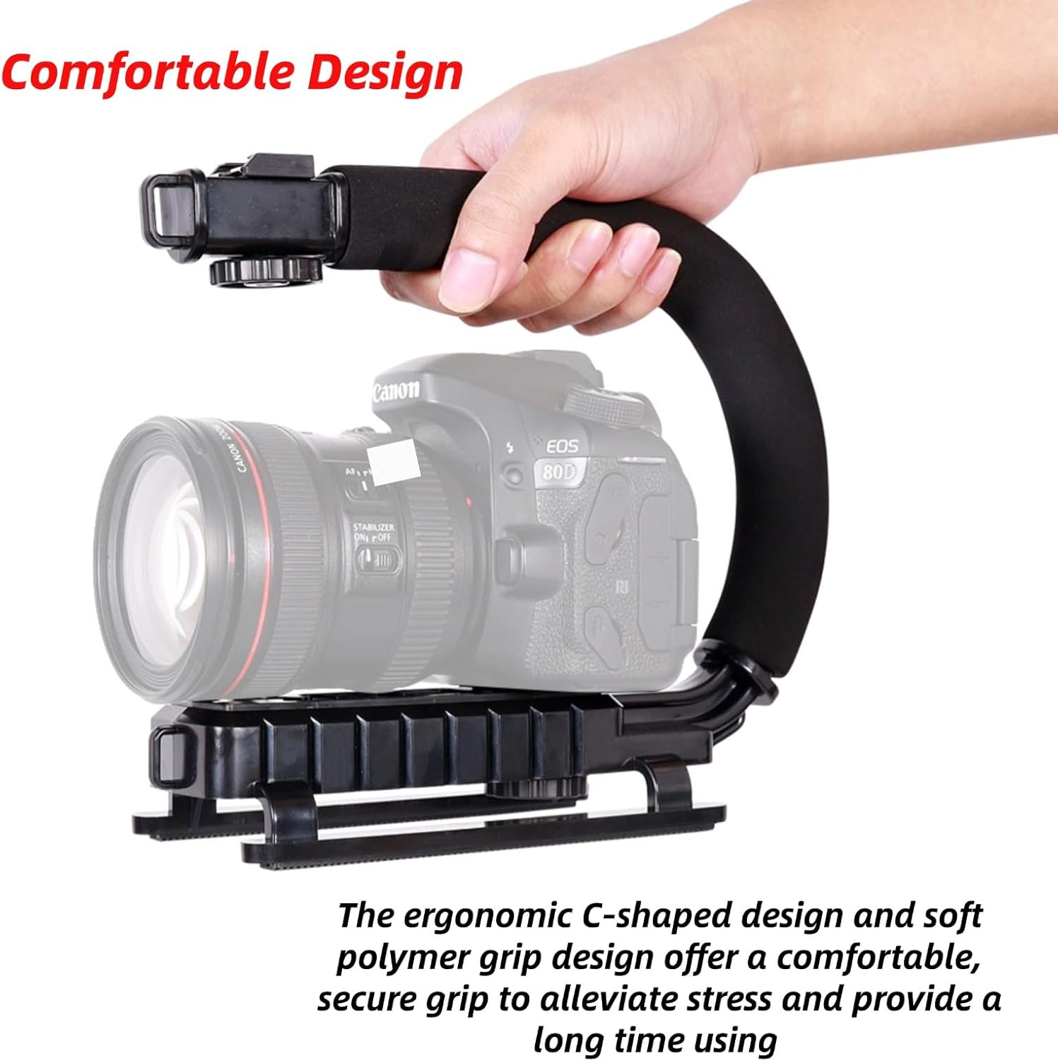 Super Grip Video Stabilizing Handle with Hot Shoe Mount for DSLR Camera Camcorder Portable U Grip Handheld Stabilizer Video Recording